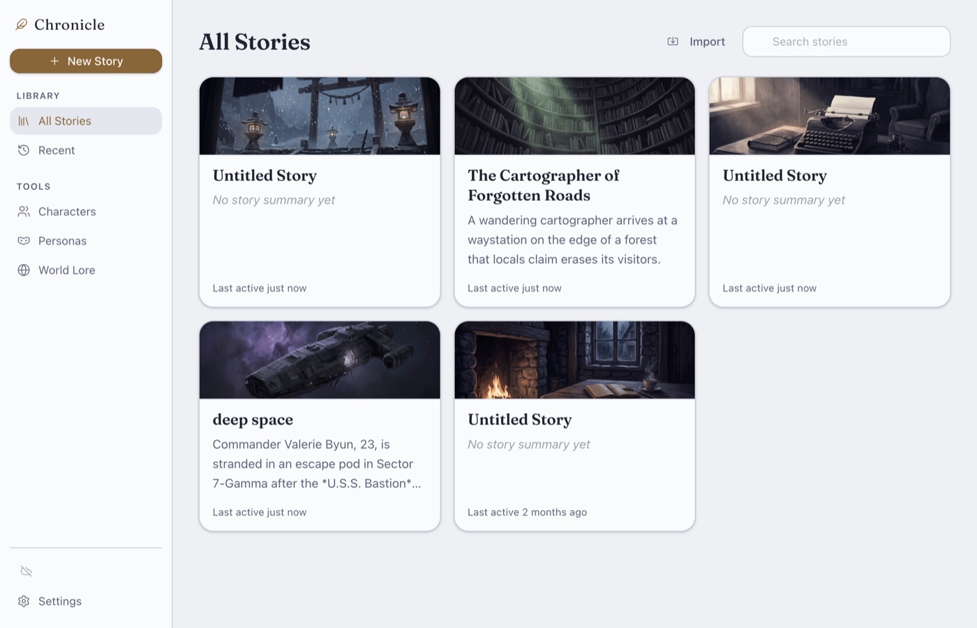 Chronicle library of stories with cover art