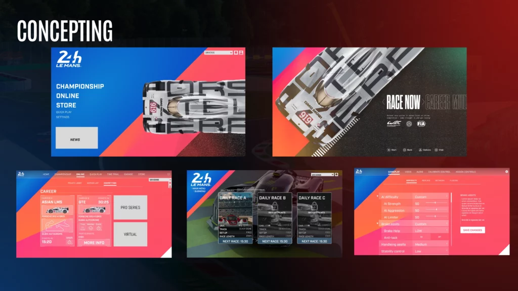 Wireframe exploration for the main menu layout and information architecture