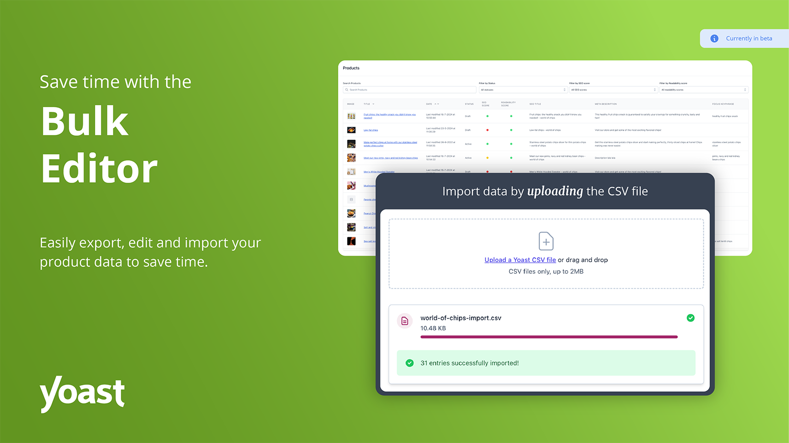 Bulk editor: manage SEO across hundreds of products from a single interface